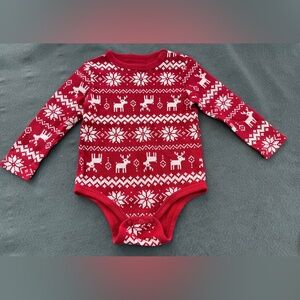 Joe Fresh Christmas Festive Red and White Bodysuit
